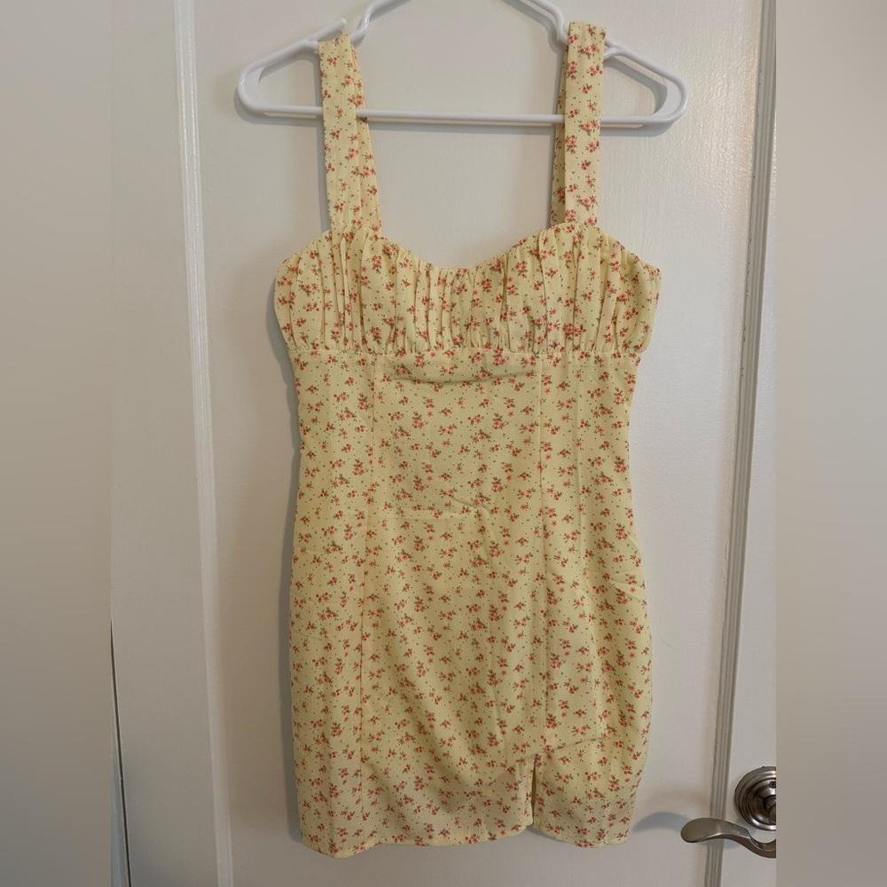 Princess Polly yellow and pink floral dress